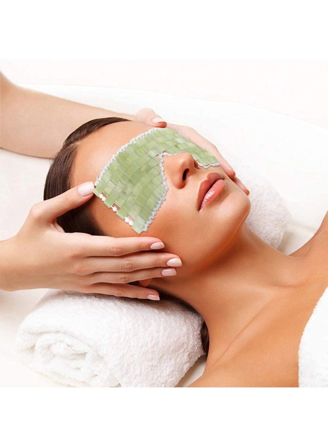 PriceXes Natural Jade Eye Cover, 100% Jade Stone Lined with Beads Eye Massage Tool Anti-Aging Hot or Cold Therapy Eye Mask for Eliminate Wrinkles, Puffiness, and Irritation - Image 1