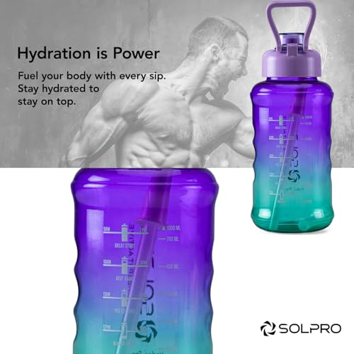 Solpro Voda Prague Sipper Water Bottle 1000 ml Leakproof BPA Free Sipper Bottle for Kids, Men, Women, Adults for School, Office, College, Travel, Gym, Workout, Outdoor, Camping (Purple/Blue) - Image 2