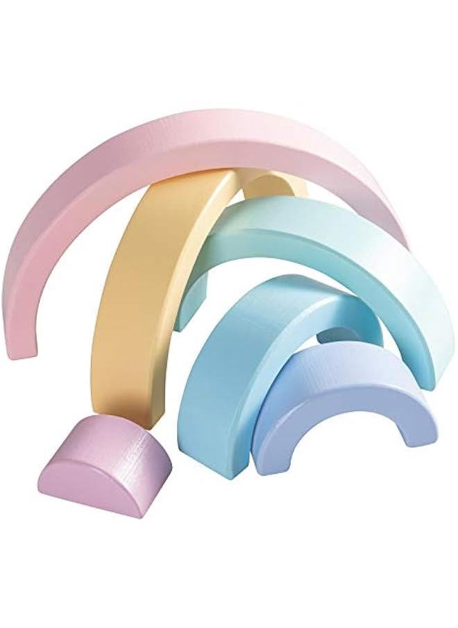 Wooden Rainbow Small Stacker, 6 Piece Rainbow Stacking Toy for Baby/Toddlers/Kids, Montessori Education Pastel Rainbow Decor, Kindergarten Teaching Aid  - Image 5