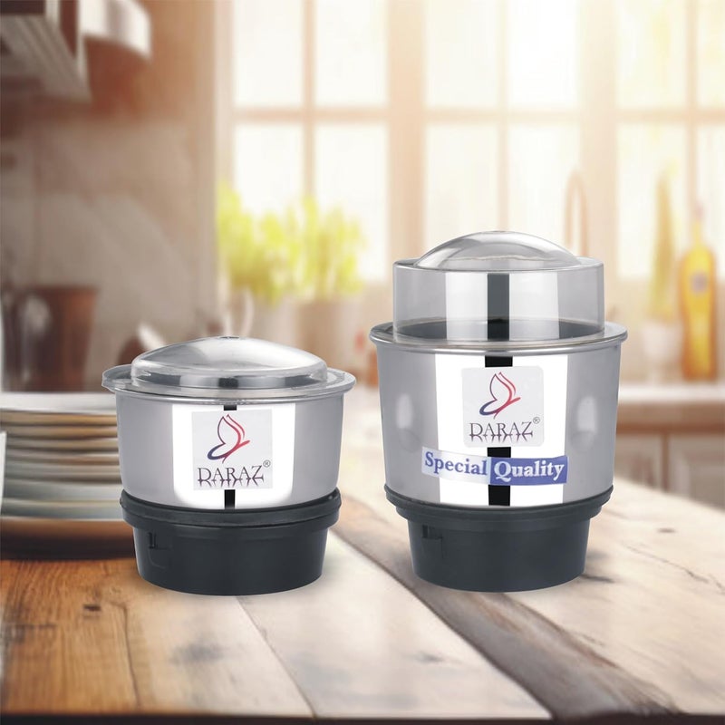 DARAZ Mixer Grinder Jar Suitable for all Local Branded Mixer which comes with 2 Lock 4 Teeth Coupler Stainless Steel 200 ml400 ml - Image 1