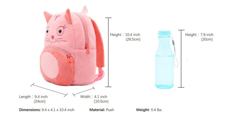 NICE CHOICE Cute Toddler Backpack Toddler Bag Plush Animal Cartoon Mini Travel Bag for Baby Girl Boy 2-6 Years(Cat) - Image 5