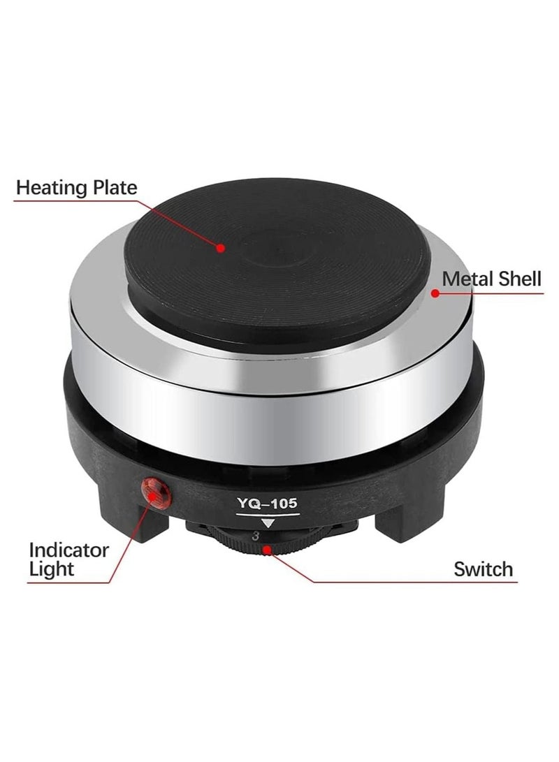 DubaiGallery Mini Electric Hot Plate,500W Teapot Heater, Multi-Function Electric Cooking Stove, Coffee Heater for Office, Home, Camp, Compatible with All Cookware (Black)  - Image 3