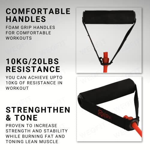 WErFIT® Resistance Exercise Fitness Resistance Tube Bands Toning Tube for Stretching, Toning & Full Body Workouts (7kg-12kg) Resistance Tube (Red) - Image 4