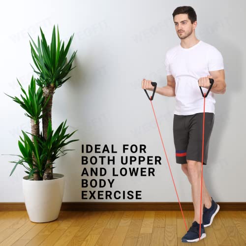 WErFIT® Resistance Exercise Fitness Resistance Tube Bands Toning Tube for Stretching, Toning & Full Body Workouts (7kg-12kg) Resistance Tube (Red) - Image 5