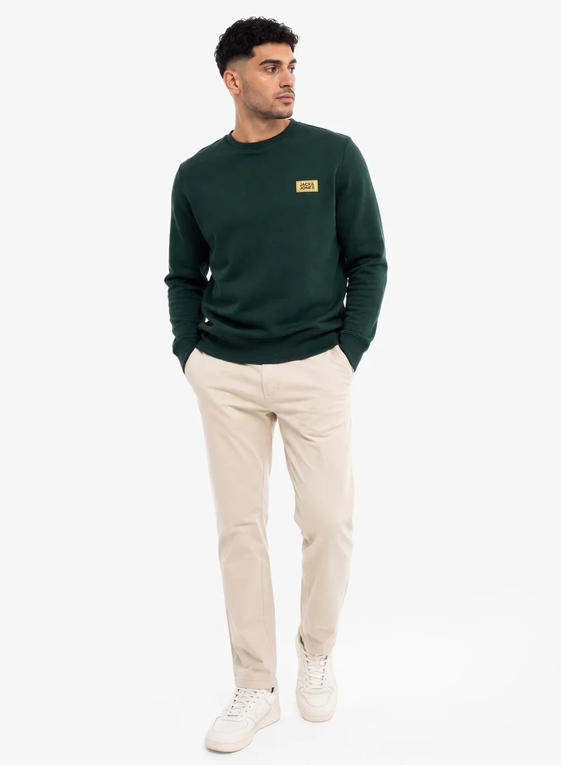 JACK & JONES Solid Crew Neck Regular Fit Sweatshirt
