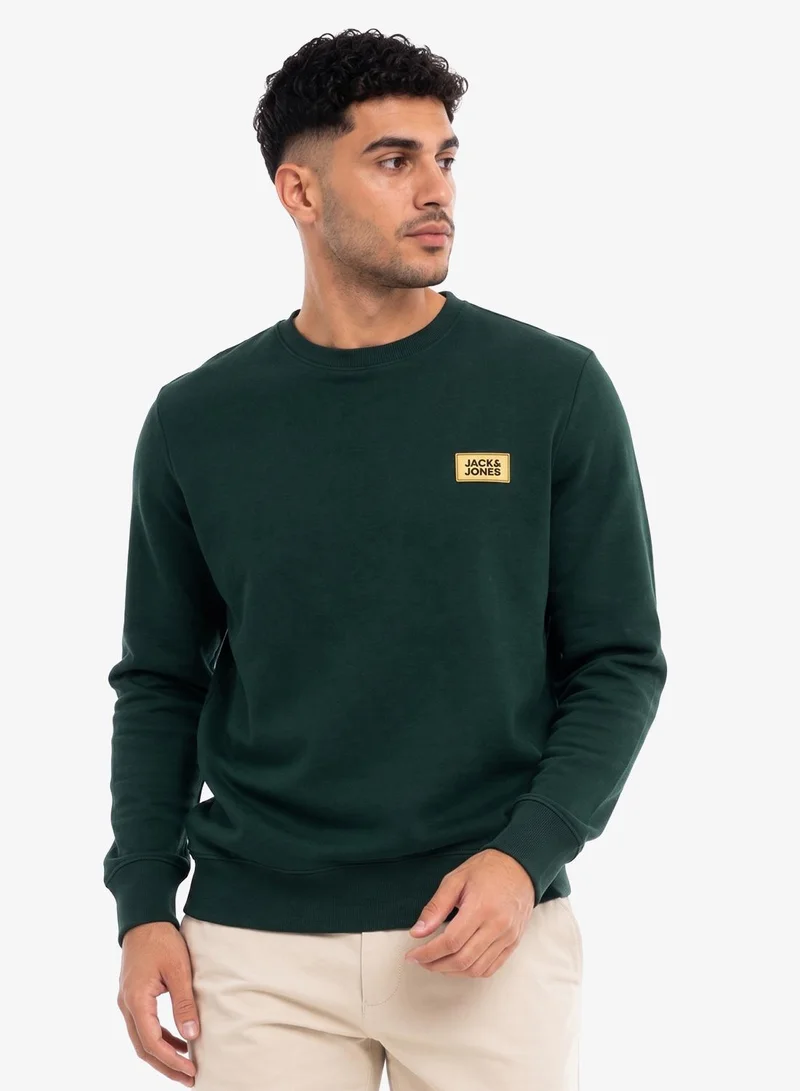 JACK & JONES Solid Crew Neck Regular Fit Sweatshirt