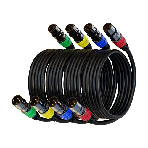 AuxLink XLR Cables, XLR Microphone Cable 10 ft 4 Pack, Gold-Plated 3-pin XLR Speaker Cable Male to Female Balanced Mic Cable - Image 1