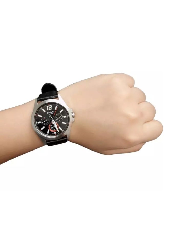 Casio MTP-E350L-1BVDF Men’s Analog Multi-Function Watch – Black Dial, Black Leather Strap, Modern Classic Design - Image 4