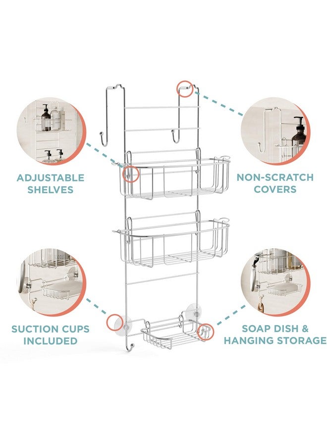 Zenna Home Zenna Home Shower Caddy Hanging Over the Shower Door Organizer, Stainless Steel Rack with 2 Shelves and Built in Hooks, Bathroom Organizer Shelf for Inside Shower, Chrome  - Image 3