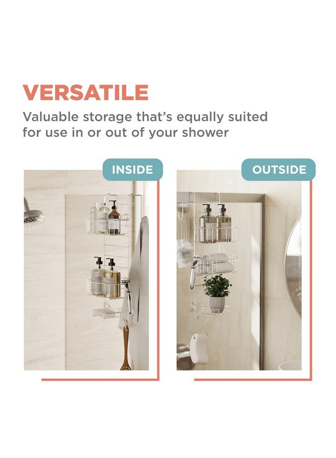 Zenna Home Zenna Home Shower Caddy Hanging Over the Shower Door Organizer, Stainless Steel Rack with 2 Shelves and Built in Hooks, Bathroom Organizer Shelf for Inside Shower, Chrome  - Image 5