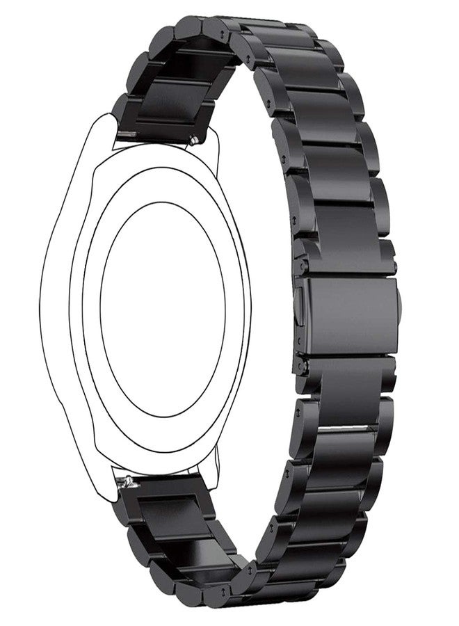 ACM Watch Strap Stainless Steel Metal 22mm compatible with Hammer Polar Smartwatch Belt Luxury Band Royal Black - Image 3