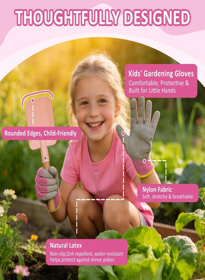 Cossy Kids Gardening Set, 13PCS Garden Tool Kit for Kids and Toddlers Boys Girls, Includes Tote Bag, Watering Can, Shovels, Rake, Kids Gardening Gloves, Apron and More, Pink - Image 4