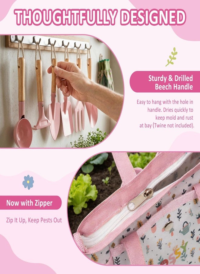 Cossy Kids Gardening Set, 13PCS Garden Tool Kit for Kids and Toddlers Boys Girls, Includes Tote Bag, Watering Can, Shovels, Rake, Kids Gardening Gloves, Apron and More, Pink - Image 5