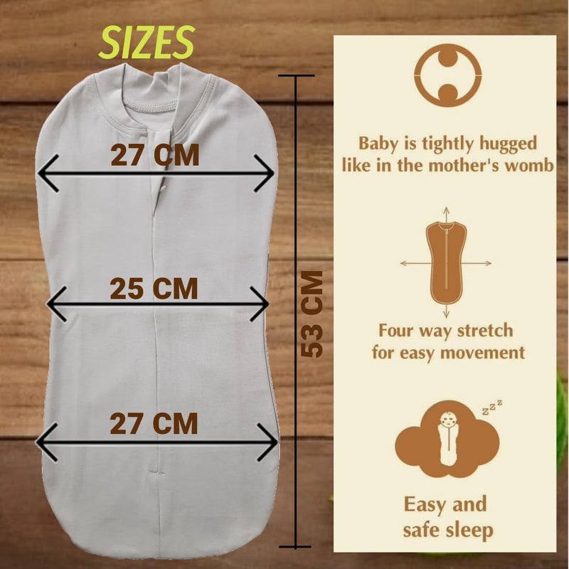 MammaChamp POD Zipper Swaddle Sleeping Bag Blankets Wrap Sack for Newborn Infant Baby 0-3 Months (Pack-of 2) (Biscuit+Grey) - Image 3