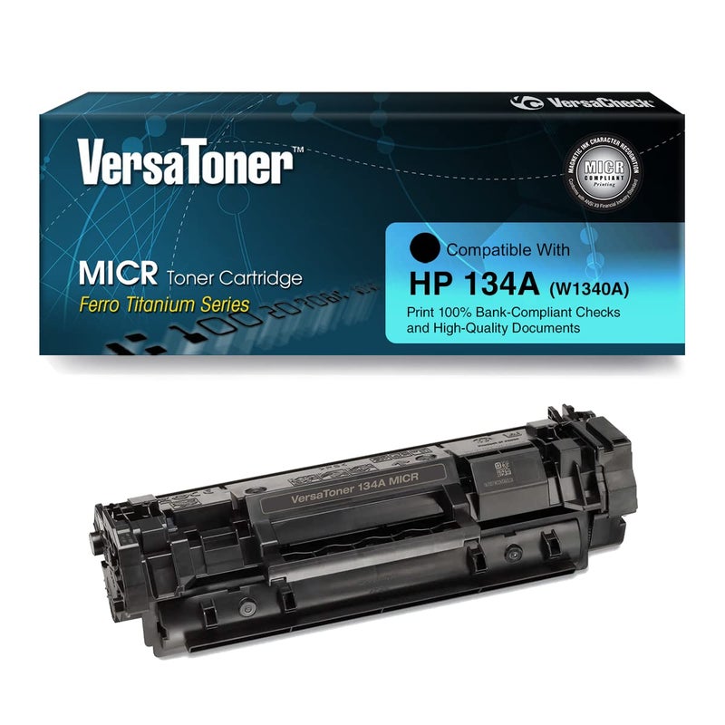 VersaCheck VersaToner 134A W1340A MICR Toner Cartridge for Check Printing Compatible with HP Laserjet M209 Series M234 Series M236 Series Printers Black