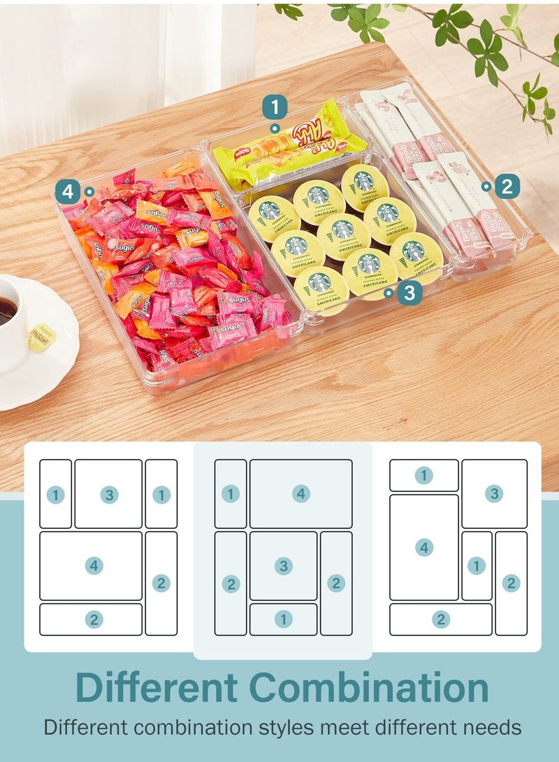SYOSI 9 Pcs Desk Drawer Organizer Trays 4-Size Bathroom Drawer Tray Dividers Plastic Vanity Organizers Storage Bins for Makeup Dresser Kitchen Office  - Image 3
