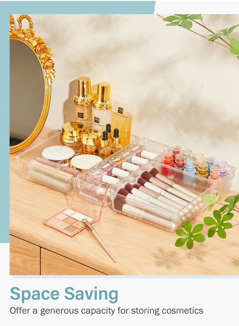 SYOSI 9 Pcs Desk Drawer Organizer Trays 4-Size Bathroom Drawer Tray Dividers Plastic Vanity Organizers Storage Bins for Makeup Dresser Kitchen Office  - Image 5