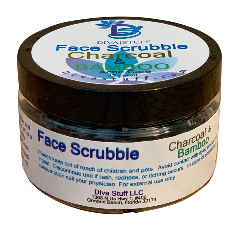 Diva Stuff Face Scrubbie Scented Exfoliating Face Scrub Pads BlackheadWhitehead Acne Reducing Skincare Tool Promotes New Skin Cell Turn Over 12 Pads Charcoal Bamboo