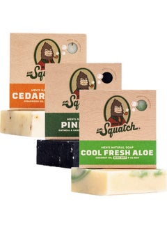 Dr. Squatch All Natural Bar Soap For Men 3 Bar Variety Pack Pine Tar Cedar Citrus And Cool Fresh Aloe  - Image 2