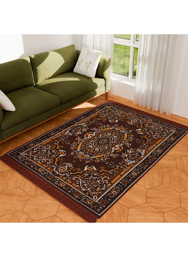 Kuber Industries Carpet | Velvet Floor Mat | Carpet for Hall | Carpet for Living Room | Carpet for Bedroom | Area Rug | Solid Prayer Mat |Heavy V.V Carpet | 3x5 Feet | Dark Brown - Image 1