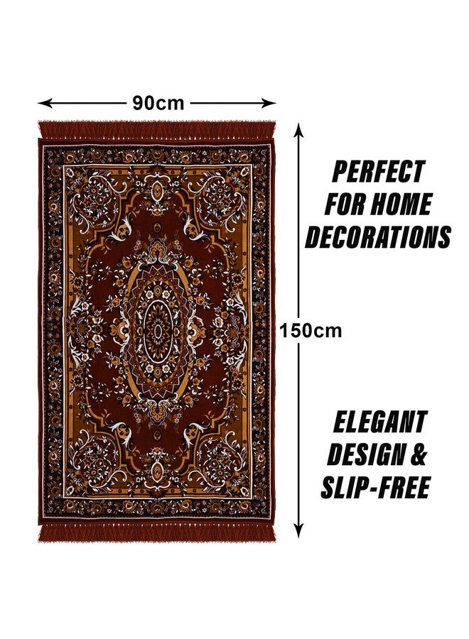 Kuber Industries Carpet | Velvet Floor Mat | Carpet for Hall | Carpet for Living Room | Carpet for Bedroom | Area Rug | Solid Prayer Mat |Heavy V.V Carpet | 3x5 Feet | Dark Brown - Image 3