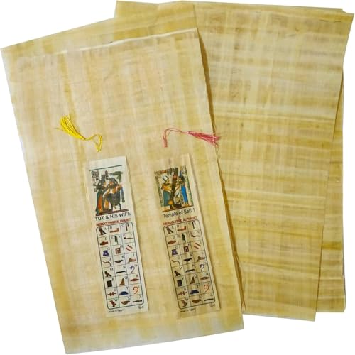 Nefertari 15 Egyptian Blank Papyrus Paper 12" X 8" (30 x 20 cm) Ancient Pharaoh, Alphabets Papyrus Sheets Papyri for Art Project Scrapbooking and School History Ideal Teaching Aid Scroll Paper + Book Mark Gift - Image 1