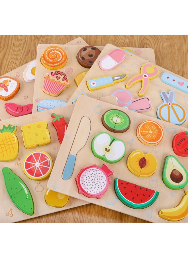 Strict Selection Of Wooden Flat Cut Music To See Fruits And Vegetables Snacks Cut Fruit Children Play House Kitchen Toys Wholesale-Color:Kbq-small Imposition Of Qieqiele (egg Roll And Biscuit Version)  - Image 3