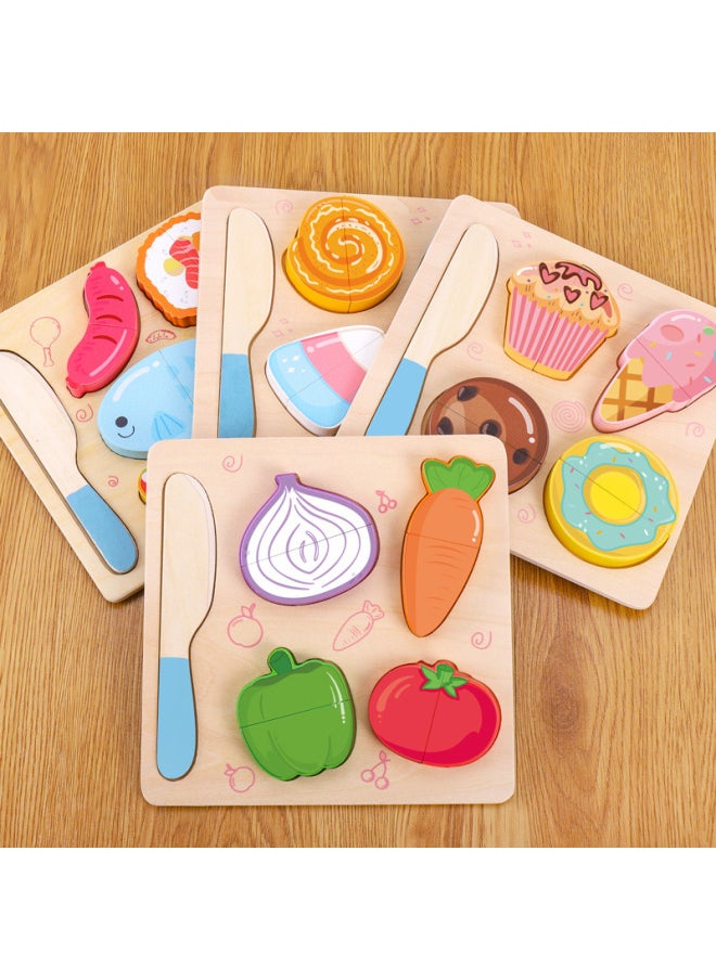 Strict Selection Of Wooden Flat Cut Music To See Fruits And Vegetables Snacks Cut Fruit Children Play House Kitchen Toys Wholesale-Color:Kbq-small Imposition Of Qieqiele (egg Roll And Biscuit Version)  - Image 5