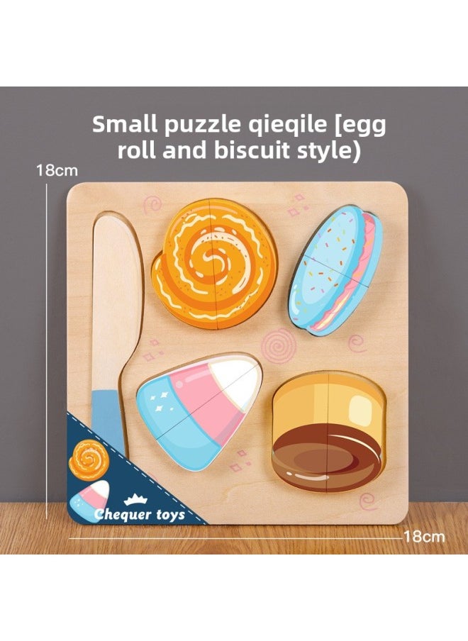 Strict Selection Of Wooden Flat Cut Music To See Fruits And Vegetables Snacks Cut Fruit Children Play House Kitchen Toys Wholesale-Color:Kbq-small Imposition Of Qieqiele (egg Roll And Biscuit Version)  - Image 1