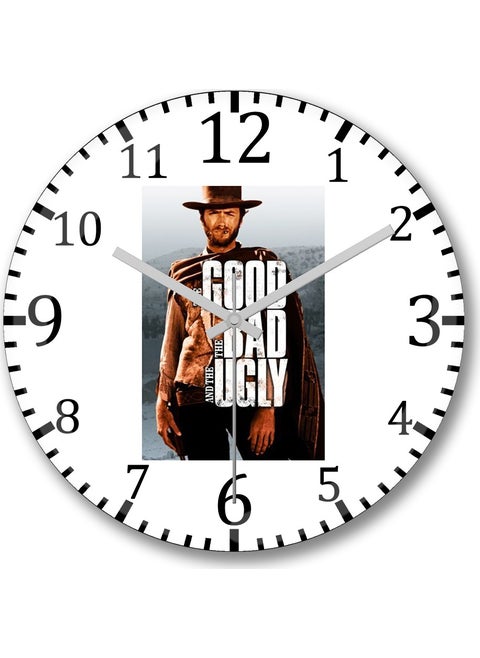 Print Shop The Good, Bad And Ugly Wall Clock Curved Real Glass