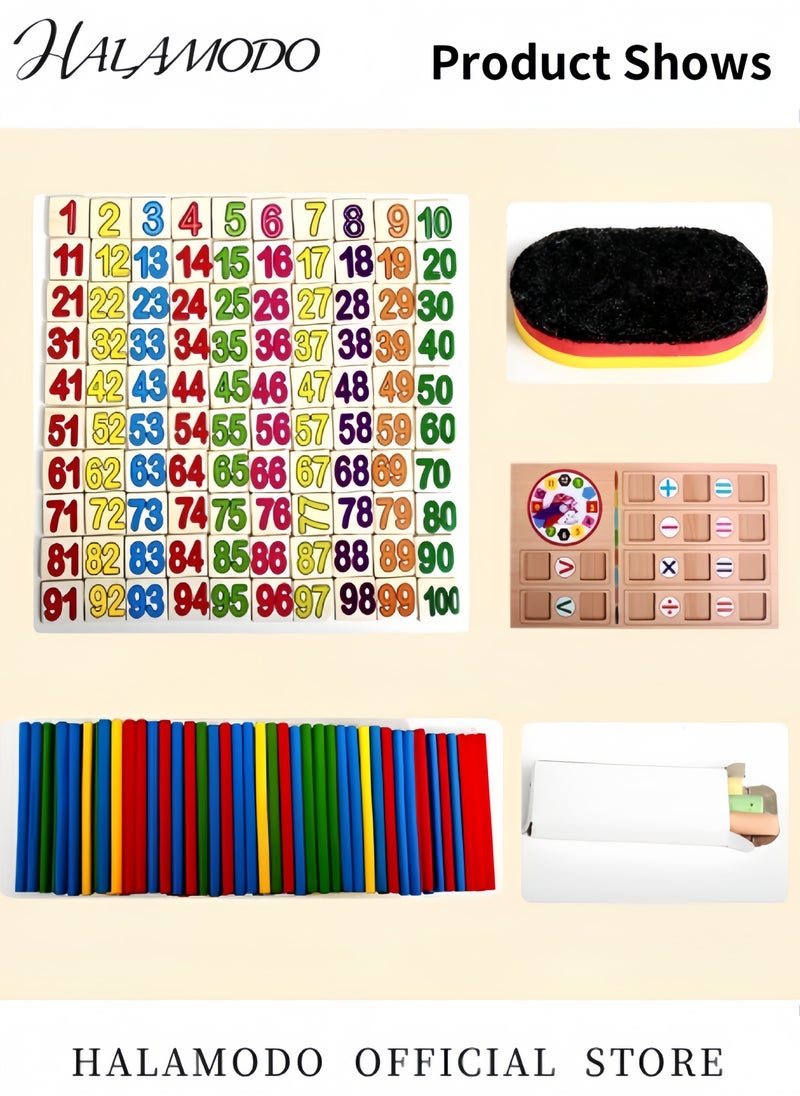 HALAMODO Kid's Counting Number Blocks & Sticks Montessori Toys a Wooden Activity Box to Learn to Count Early Childhood Educational Toys Homeschool Supplies for Math Manipulatives  - Image 3