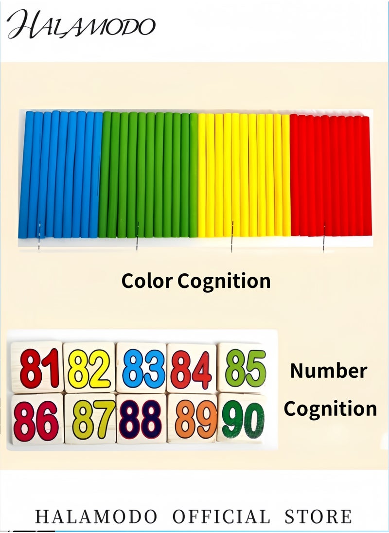HALAMODO Kid's Counting Number Blocks & Sticks Montessori Toys a Wooden Activity Box to Learn to Count Early Childhood Educational Toys Homeschool Supplies for Math Manipulatives  - Image 4