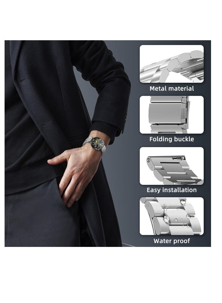 18mm Men's Metal Strap Compatible with Huawei Watch GT 5 41mm/Huawei Watch GT 4 41mm Stainless Steel silverr - Image 3