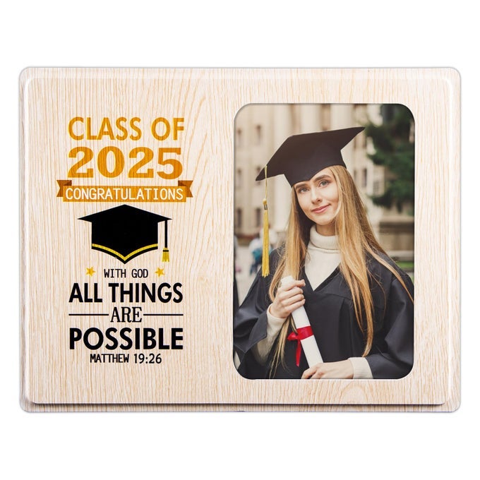 Inspirational Graduation Picture Frame Wood Class of 2025 Picture Frame Motivational Graduation Photo Frame for Her Him High School College Graduation Gifts for Women Men Girls Daughter Son