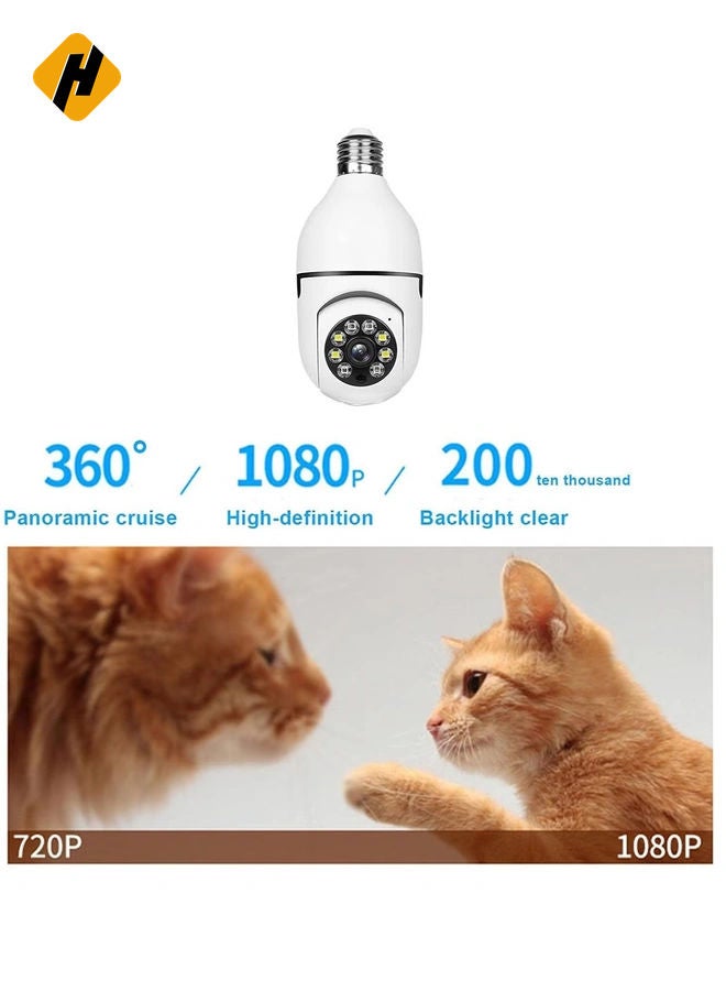 HuHa Bulb Camera 1080P, Night Vision IP Camera, PTZ Camera, 4X Digital Zoom Monitor, Home Security System, WiFi Camera Full Color  - Image 4