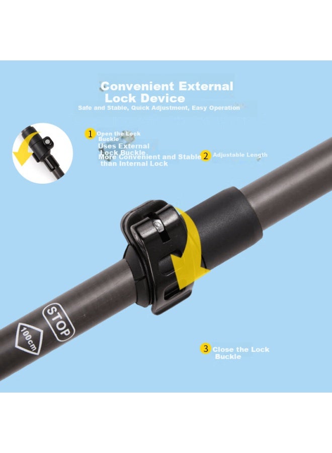 Toread Carbon Fiber Folding T-shaped Trekking Pole Telescopic Lightweight Hiking Stick Charcoal Gray - Image 2