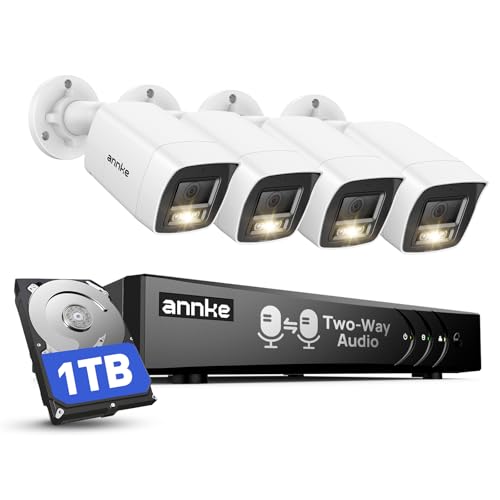 ANNKE 3K Two-Way Audio Security Camera System, 8CH 3K Lite H.265+ DVR with AI Human/Vehicle Detection, 4X 5MP/3K CCTV Wired Cams with Color Night Vision, 1TB HDD for Home Surveillance 24/7 Recording - Image 1
