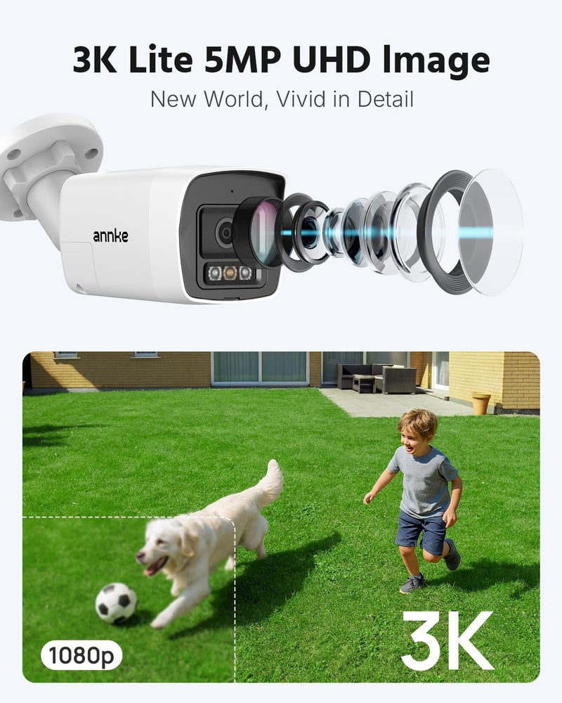 ANNKE 3K Two-Way Audio Security Camera System, 8CH 3K Lite H.265+ DVR with AI Human/Vehicle Detection, 4X 5MP/3K CCTV Wired Cams with Color Night Vision, 1TB HDD for Home Surveillance 24/7 Recording - Image 2