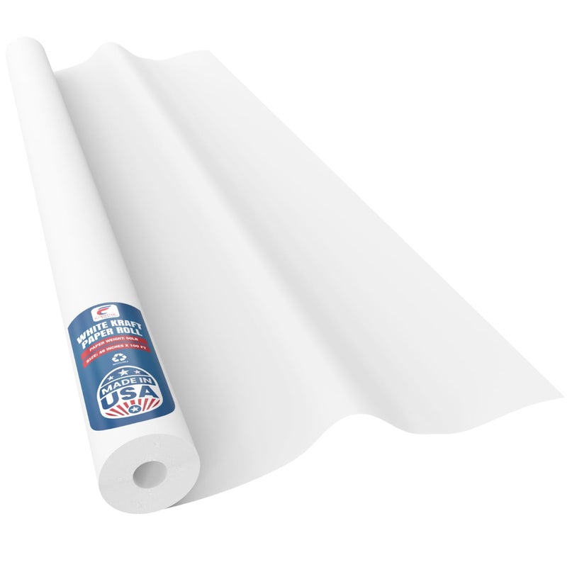 Creative Paper Co Made in USA White Kraft Paper Wide Jumbo Roll 48" x 1200" (100ft) Ideal for Gift Wrapping, Art &Craft, Postal, Packing Shipping, Floor Protection, Dunnage, Table Runner, 100% Recyclable Material - Image 1