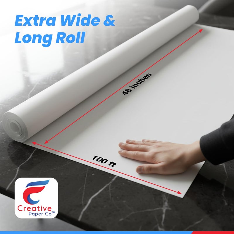 Creative Paper Co Made in USA White Kraft Paper Wide Jumbo Roll 48" x 1200" (100ft) Ideal for Gift Wrapping, Art &Craft, Postal, Packing Shipping, Floor Protection, Dunnage, Table Runner, 100% Recyclable Material - Image 2