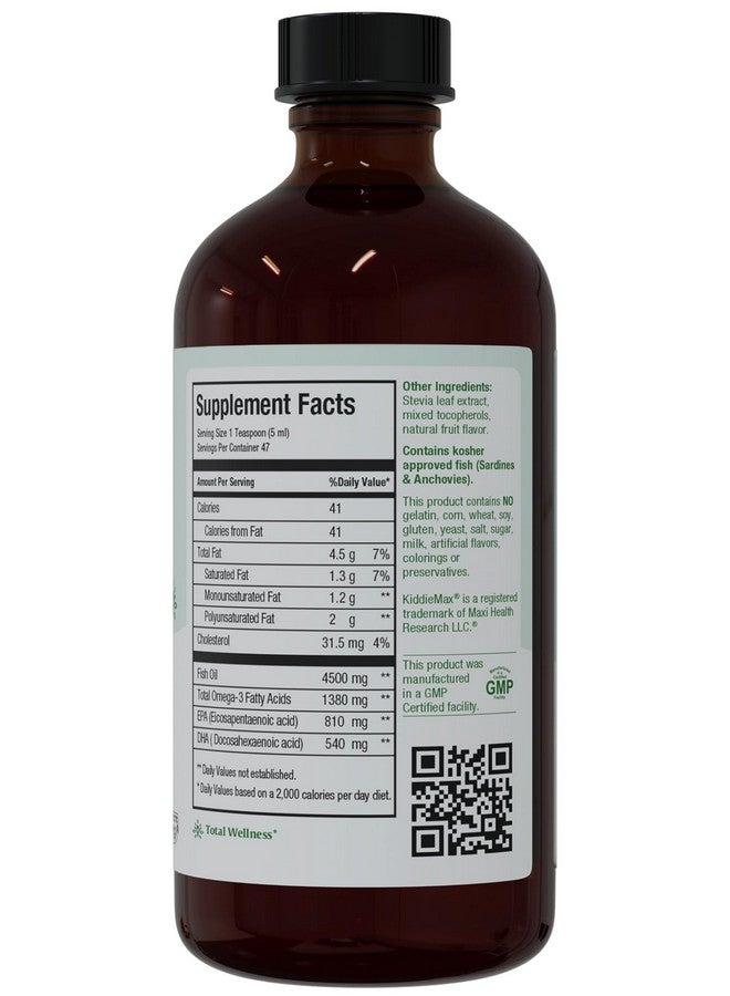 Maxi Health ماكسي هيلث كيدز أوميغا-3 - زيت السمك السائل مع أحماض DHA و EPA الدهنية - مكمل زيت السمك للأطفال، 8 أونصات سائلة (عبوة من 1) - Image 2