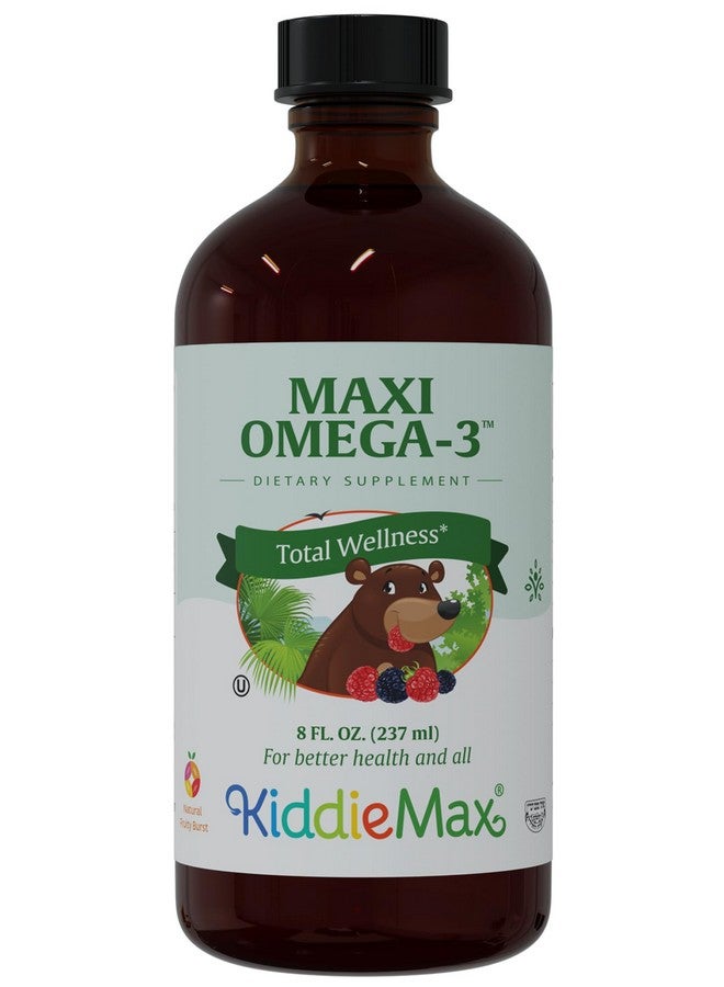 Maxi Health ماكسي هيلث كيدز أوميغا-3 - زيت السمك السائل مع أحماض DHA و EPA الدهنية - مكمل زيت السمك للأطفال، 8 أونصات سائلة (عبوة من 1) - Image 1