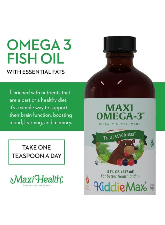 Maxi Health ماكسي هيلث كيدز أوميغا-3 - زيت السمك السائل مع أحماض DHA و EPA الدهنية - مكمل زيت السمك للأطفال، 8 أونصات سائلة (عبوة من 1) - Image 3