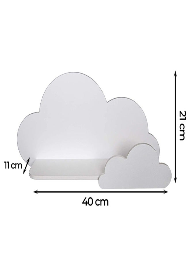 Eworld Set of 2 Wooden White Floating Shelves with water-resistant and Eco-Friendly Acrylic Paint, Ideal for Elevating Baby, Nursery, and Kids Room Wall Decor with Style and Durability. - Image 2