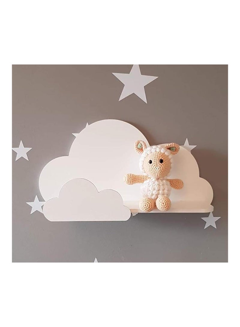 Eworld Set of 2 Wooden White Floating Shelves with water-resistant and Eco-Friendly Acrylic Paint, Ideal for Elevating Baby, Nursery, and Kids Room Wall Decor with Style and Durability. - Image 5