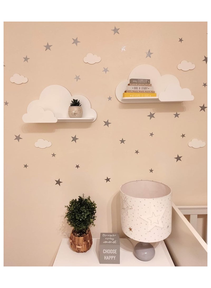 Eworld Set of 2 Wooden White Floating Shelves with water-resistant and Eco-Friendly Acrylic Paint, Ideal for Elevating Baby, Nursery, and Kids Room Wall Decor with Style and Durability. - Image 3