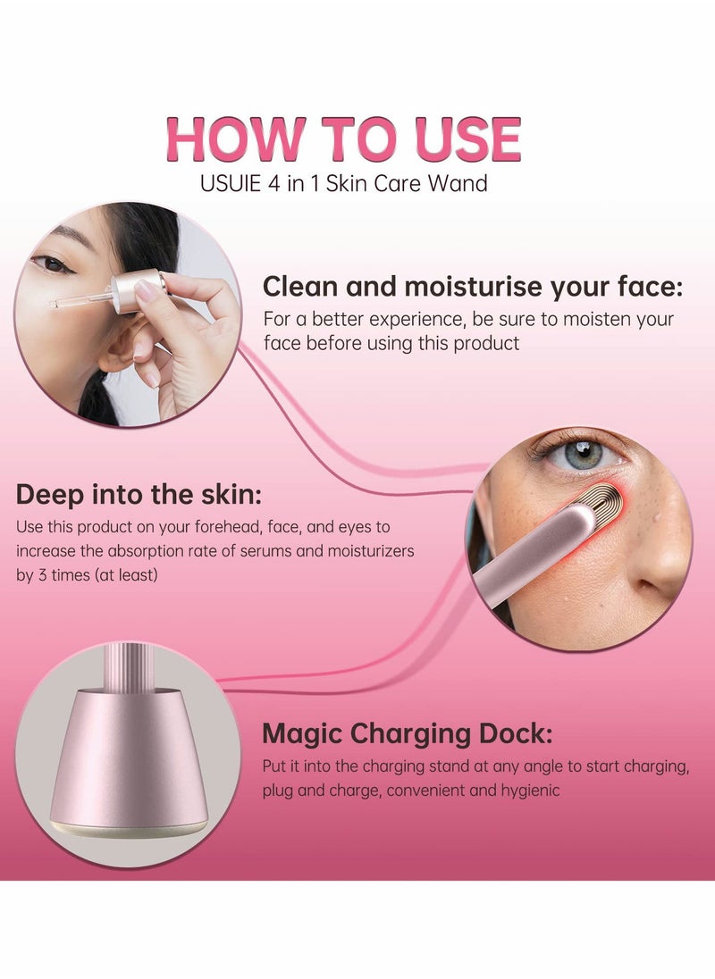 4-in-1 Face & Neck Tightening Machine with Red Light Therapy - Anti-Aging Massager for Wrinkle Reduction, 2022 Upgrade - Pink