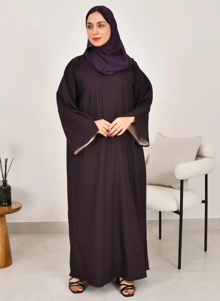 lamha abaya Double-faced abaya in purple and beige