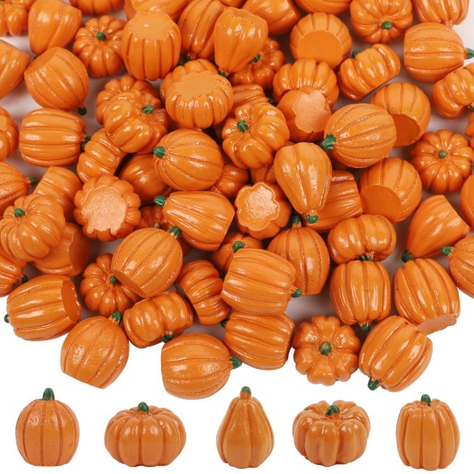 80PACK MINI PUMPKINS FOR CRAFTS FALL DECORATIONS FOR HOME SMALL RESIN PUMPKIN FOR DECORATING DIY THANKSGIVING DECOR TABLE CENTERPIECE VASE FILLER ORANGE