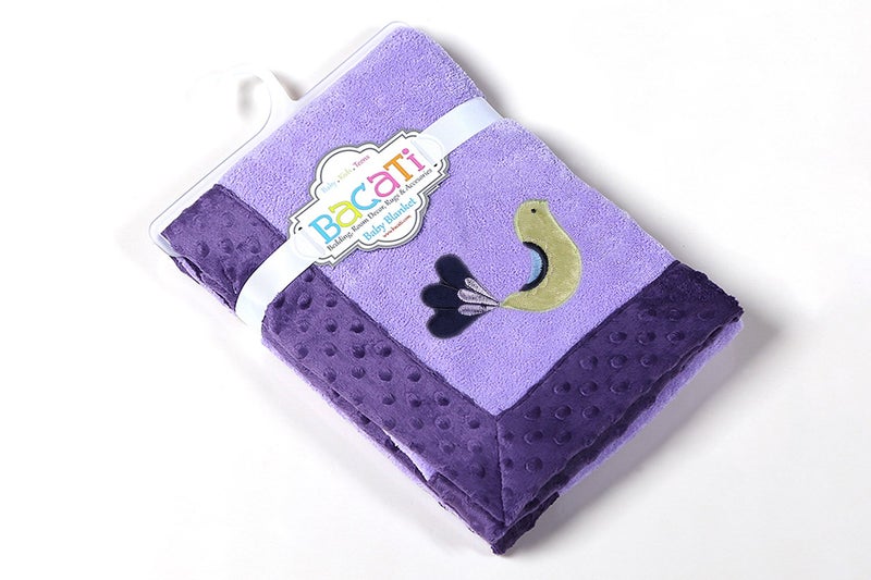 Bacati - Botanical Sanctuary Purple Multicolor Plush Blanket - Image 1